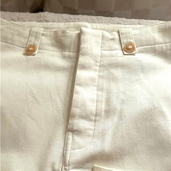 LA MIEL Junior Large, Crisp Summer Vacation Cream Wide-leg Button Tab Boho Pants - Picture 8 of 10